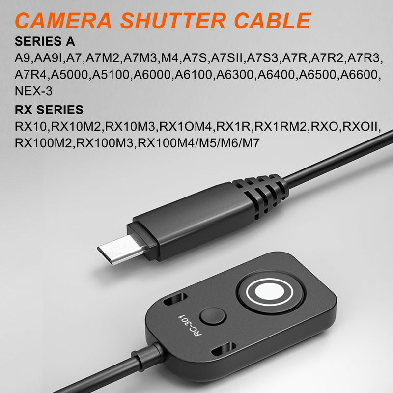 [AUSTRALIA] - Small Release Shutter Remote Control Cable RC-301 S2 for Sony Support Video Camera Cable a7m4 a7r4 a7r2 r3 m2 a9 a1 a6600 a6500 (30cm/12in) 