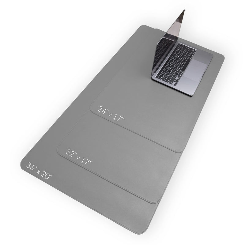 Non-Slip Leather Desk Pad 36” x 20”, Vine Creations Desk Mat Large Protector Waterproof Gray - 2021 Upgraded Sewing PU Leather Mouse Pad Writing Surface, Office Decor Desktop Blotter for Top of Desks 36" x 20"