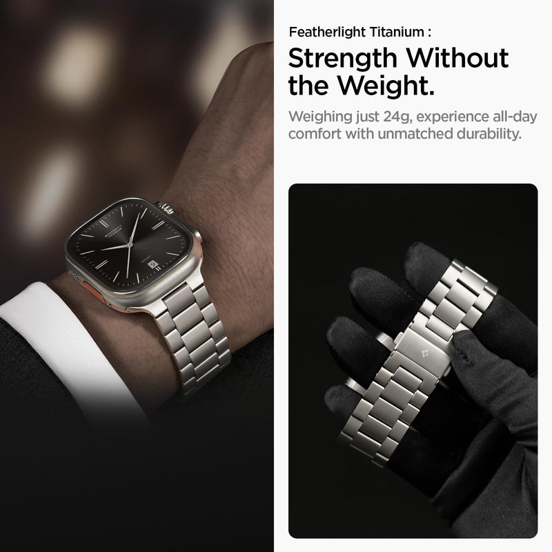 Spigen Modern Fit for Apple Watch Band, Premium Metal/Stainless Steel Strap | For Apple Watch Ultra 3/2/1 49mm, Series 11/10 46mm, 9/8/7 45mm, SE3/SE2/SE/6/5/4 44mm, 3/2/1 42mm Natural Titanium