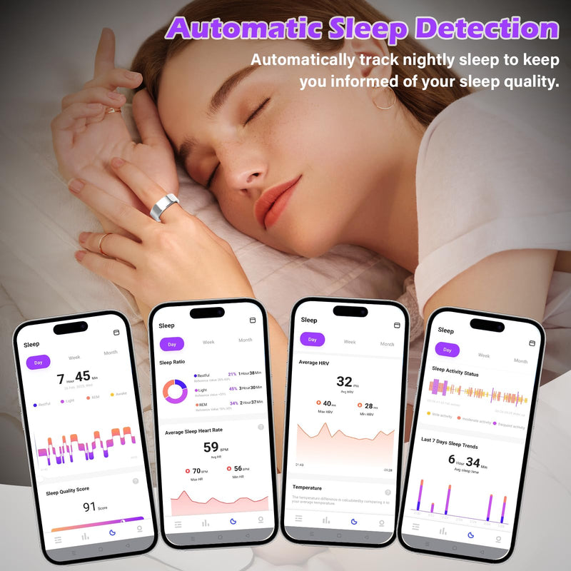 Smart Ring for Women and Men – Fitness & Health Smart Ring with Heart Rate and Sleep Tracking – Waterproof Activity & Wellness Ring Compatible with iPhone and Android (11#)