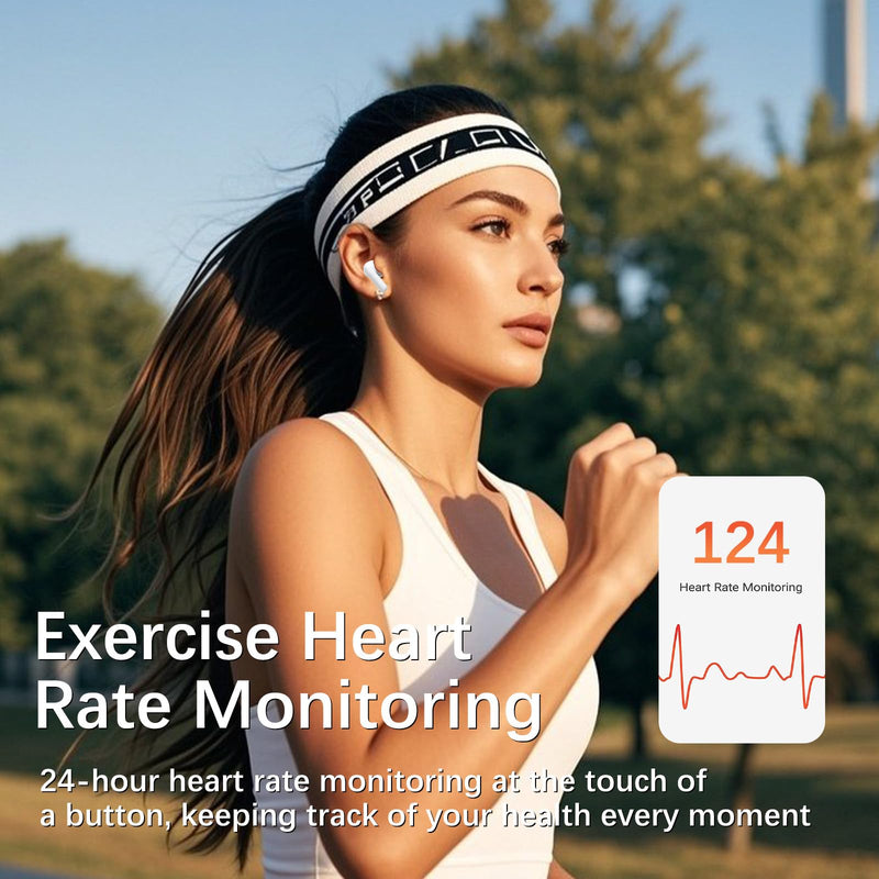 Pro 3 Wireless Earbuds, Heart Rate Monitoring, ANC+ENC, Real-Time Translation, Immersive Bass, USB-C and Wireless Charging, for iOS/Android, Ideal for Exercise, Work, Study, Great Gift White
