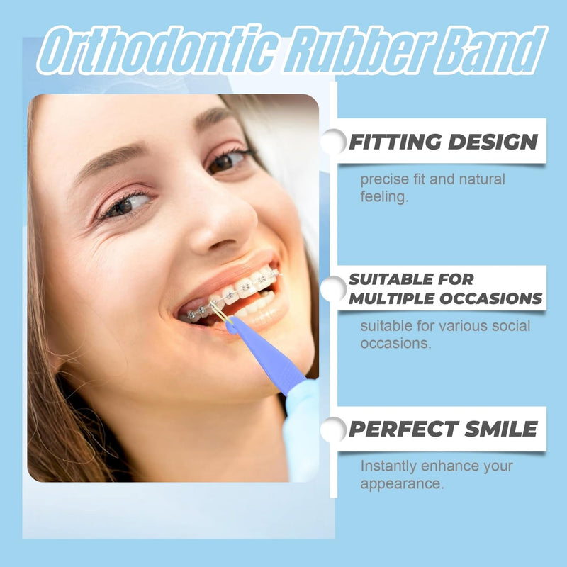 Pack of 500 Braces Rubber, Orthodontic Rubber Bands, Orthodontic Elastic with 10 Pieces Placer Braces Can Be Used for Orthodontics