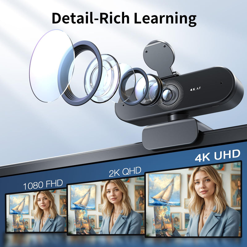 EMEET NOVA 4K Webcam for PC, Ultra 4K HD, PDAF Autofocus, Dual Omni Mics | 73° FOV, Auto Light Correction, USB-A, Privacy Cover, Ideal for High-End Business Meetings&Live Streaming 4K PDAF Focus 2 Mics