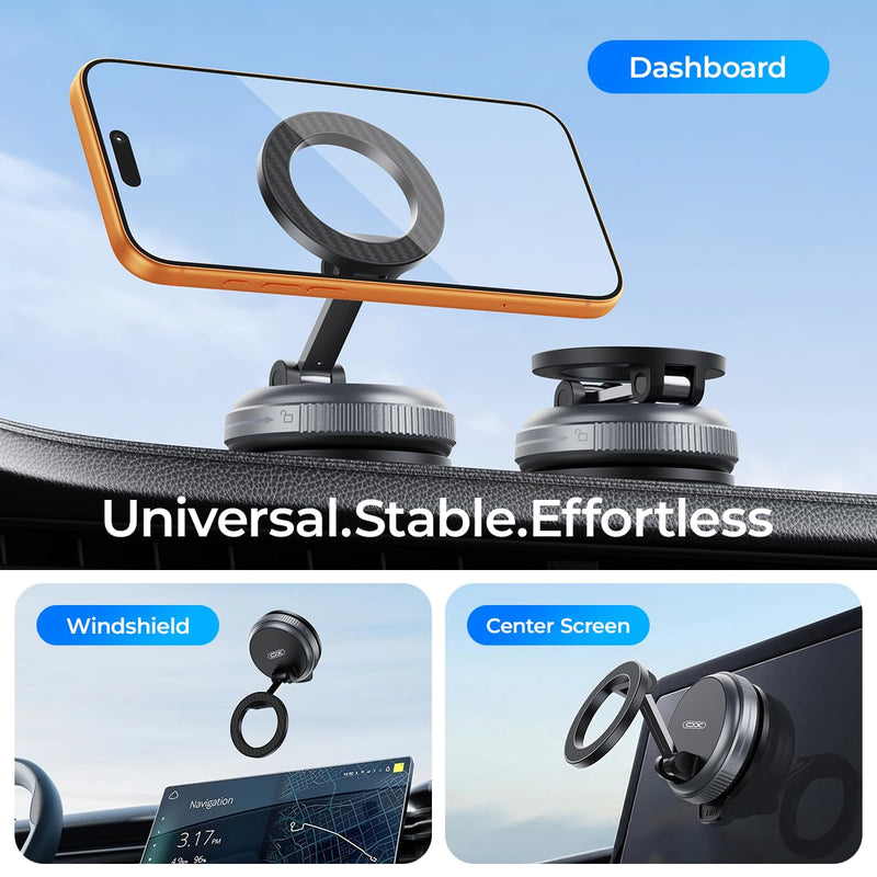 XO Simple is Beauty Upgraded Nano Gel Vacuum Magnetic Phone Holder,360°Rotation and Foldable Suction Phone Holder for Your Car,Compatible with iPhone17/16/15/14/13/12 and All Smartphones