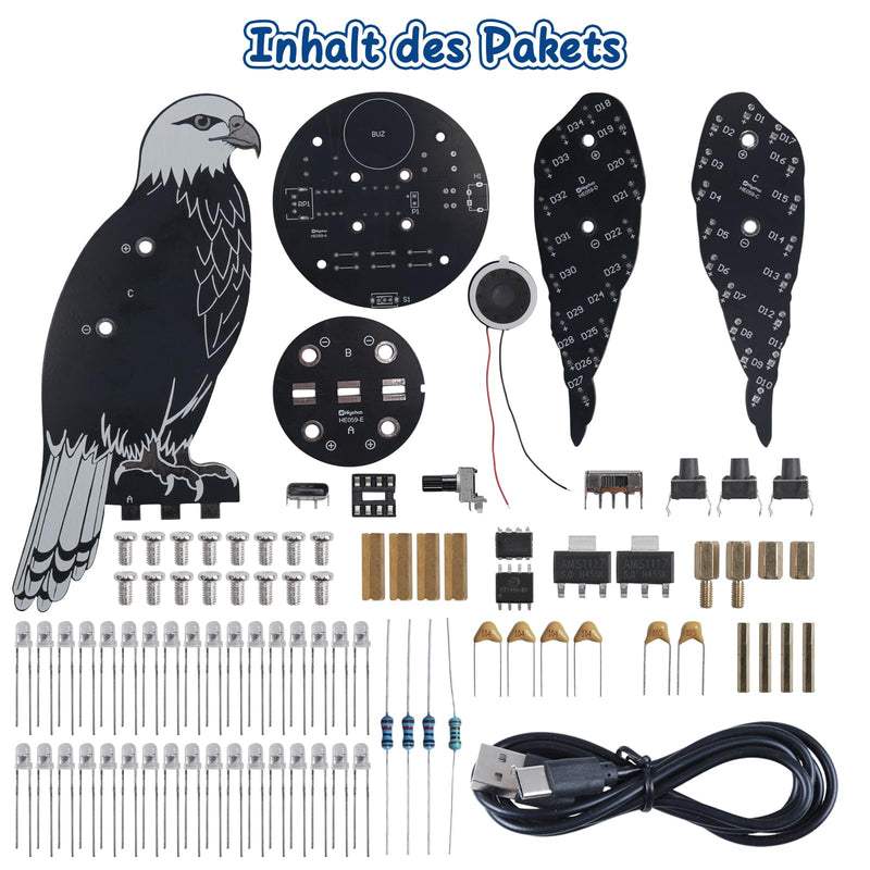 DIY Electronic Bird Singing Soldering Kit, Creative Soldering Project Kit with Bird Shape, 10 Bird Voices, Slow LED Wing Flashing for Electronics Learning Gift