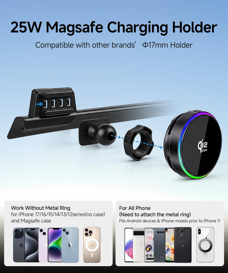 Qi2.2 25W Wireless Charger Car Phone Mount for Chevrolet Colorado 2023-2026 | 11.3" Screen Magsafe Magnetic Accessories Fast Charging Cell Phone Holder Compatible with iPhone Android, Navigation Bracket
