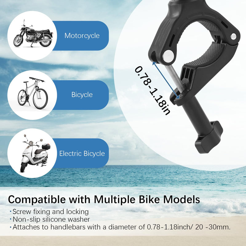 UTEBIT Camera Bike Mount Clamp with 360°Dual Ballhead Rotation,Bicycle Handlebar Clamp Mount Motorcycle Bracket Handlebar with Action Camera Mount Adapter, Compatible with GO PRO/Action Cameras/Phone