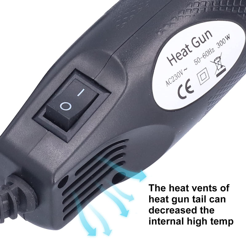 Heat Guns, 300 W ABS Shell 200 °C Hand Hot Air Blower for DIY Heat Shrink Film Embossed Powder Stamp (European Standard 230 V) European standard 230V