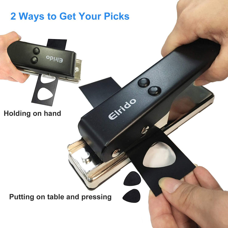 Elrido DIY Guitar Picks Maker Cutter Punch Tool Kit with 2 Pick Strips, Making Picks Create Custom Professional Plectrums for Guitar Players & Music Lovers - Unique Guitar Accessories Gift 1.5mm Black