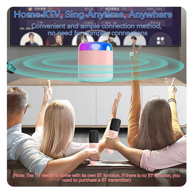 Karaoke Machine for Kids Adults, Mini Karaoke Machine BT Speaker with 2 Microphones, Rechargeable Voice Box Handheld Mic Karaoke Mic Speaker for Home Party KTV Singing