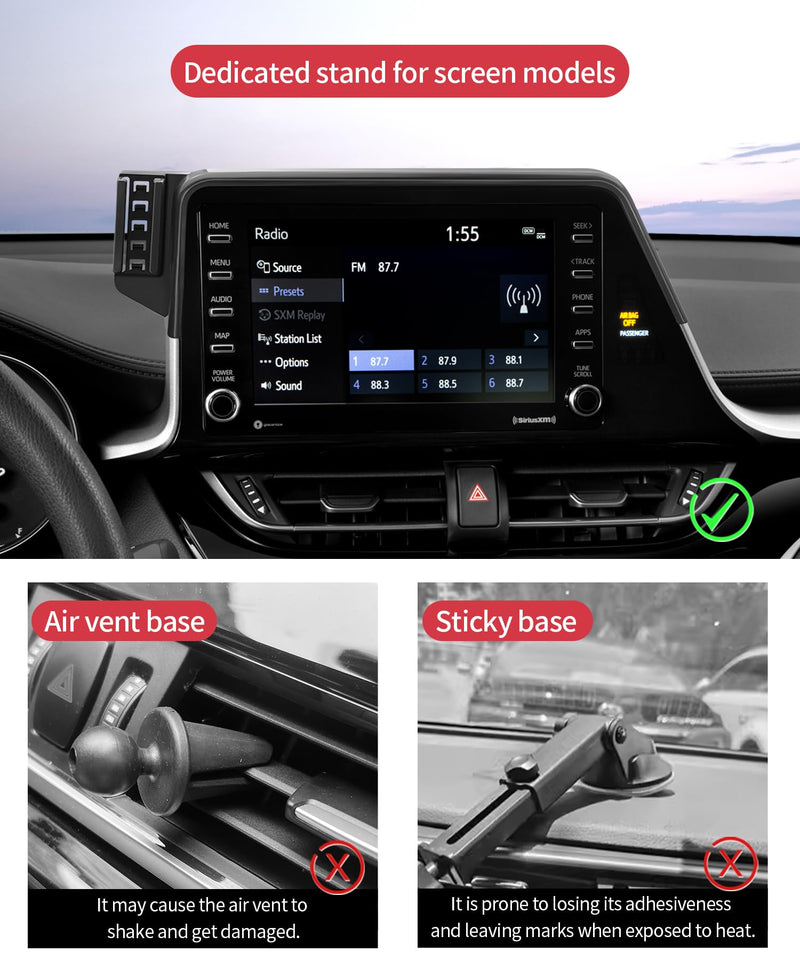 Auto Clamp Car Phone Holder for Toyota C-HR 2019-2022, 8" Screen | Universal Mechanical clip Cell phone Mount Accessories Fit iPhone Android,Automobile Cradle GPS Dashboard Navigation Bracket