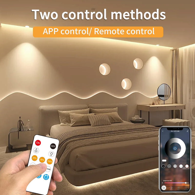 32.8ft COB LED Strip Lights 3000K Warm White Dimmable DC 24V Flexible LED Tape Light for Bedroom, with Remote and app Control LED Light Strip,for DIY Home Decoration 32.8FT