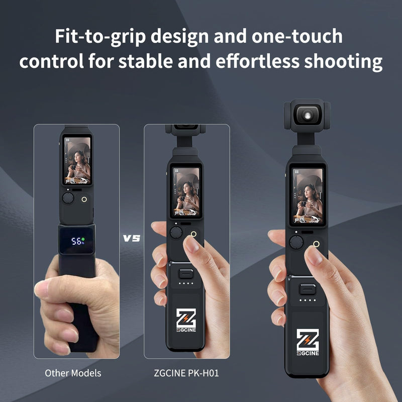 [AUSTRALIA] - Osmo Pocket 3 Battery Handle, ZGCINE PK-H01 7.7V/1600mAh Fast Charging Handle Grip Replaced for DJI Pocket 3 Battery for Xtra Muse, Reserved 1/4”Thread,Support Directly Data Transmission 