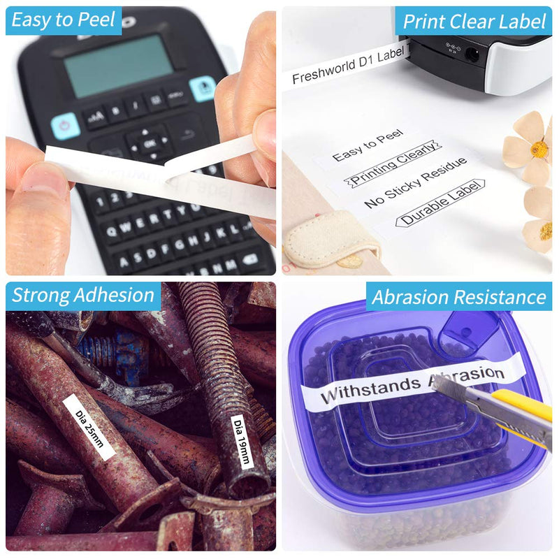 [AUSTRALIA] - Freshworld Compatible Tape Replacement for Dymo D1 Labels Tape 45013 S0720530 Refill, Black on White,1/2 Inch x 23 Ft, Labeling Tape for Dymo LabelManager PnP 160 360D 280 420P 450 Duo Label Maker,3P 3 