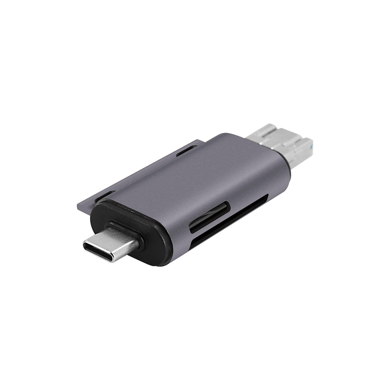 SD Card Reader USB-C,3-in-1 Memory Card Reader with Tri-Connectors, USB 3.0 Card Reader Adapter for SDXC,Micro SDXC,Compatible with Windows,Mac OS ,Linux, Android,Silver Gray