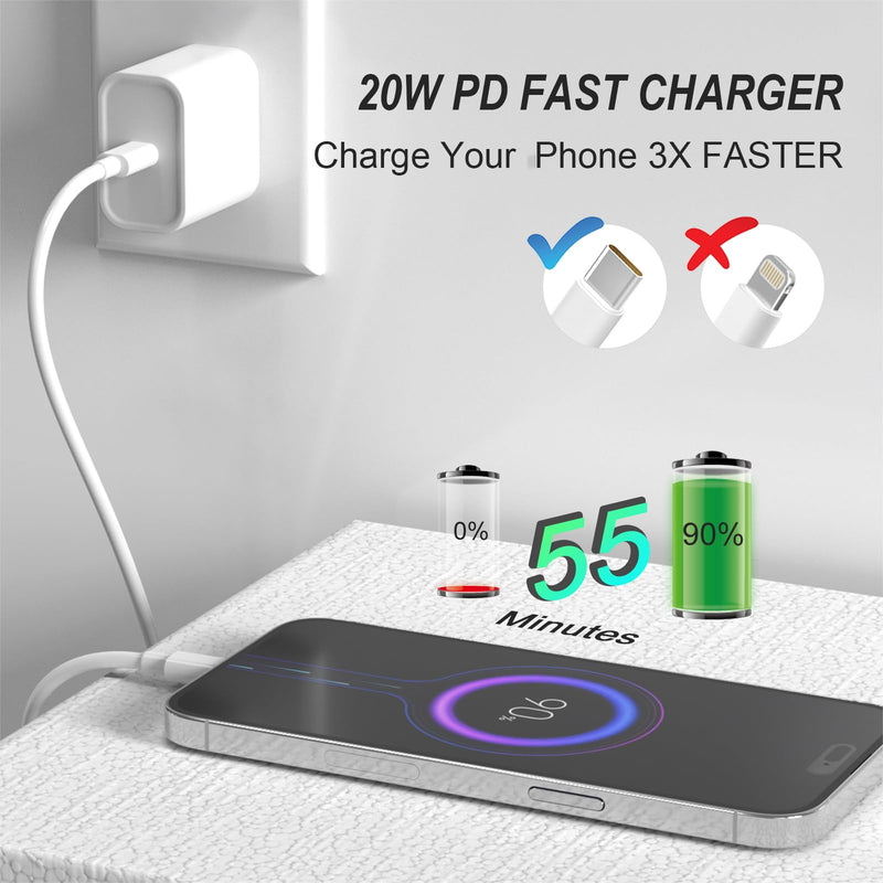 Phone 15 Charger [MFi Certified] 2 Pack 20W USB C Fast Wall Charger Block with 2 Pack 6 FT USB-C to C Cable for iPhone 15/iPad Series, Galaxy, AirPods Pro 6FT
