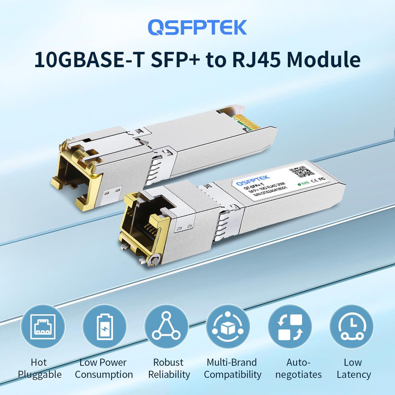 2Pack 10GBASE-T SFP+ Module, SFP to RJ45 10G Copper Transceiver, 10Gbe SFP+ Ethernet Optical Mini-GBIC for Cisco SFP-10G-T-S, Ubiquiti UF-RJ45-10G, Netgear, Mikrotik, Supermicro, Fortinet, CAT6A/CAT7 10GBase-T: 30m 2 Pack