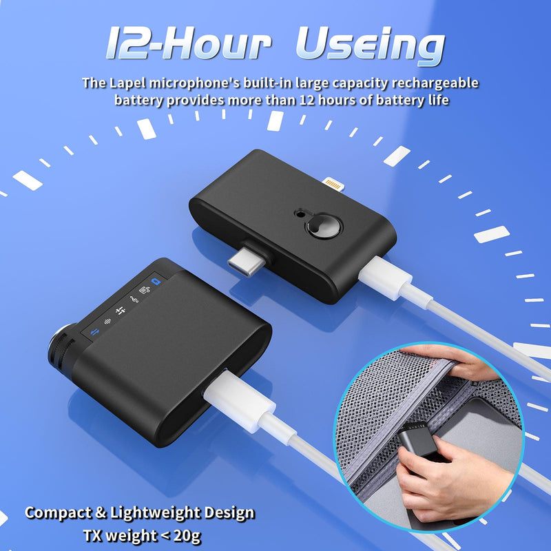 M9 Wireless Lavalier Microphone for iPhone(14/15/16)/Android Cellphone, Portable Mini Lapel Mic, 328ft Transmission, Phone Microphones for Record,Podcast, Vlogs, YouTube, Tiktok (Black ( 2TX+1RX)) Black ( 2TX+1RX)