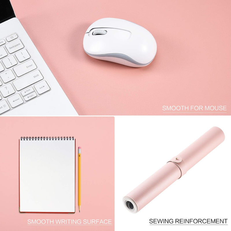 Dual Sided Leather Desk Pad (23.6 x 13.7"), Office Waterproof Desk Mat, PU Mouse Pad, Desk Protector Cover, Desk Writing Mat for Office/Home/Work/Cubicle (Pink/Silver) A-pink/Silver 23.6“ x 13.7"