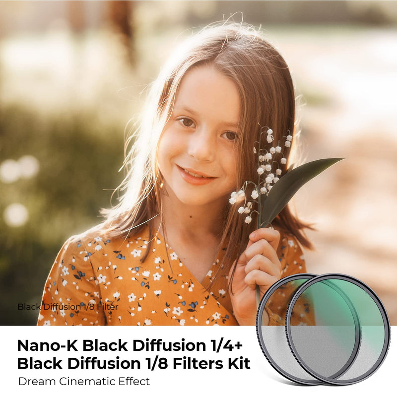 K&F Concept 67mm Black Diffusion 1/4 & 1/8 Filters Kit Mist Cinematic Effect Filters Set with Multi-Layer Coated for Camera Lens - K Series