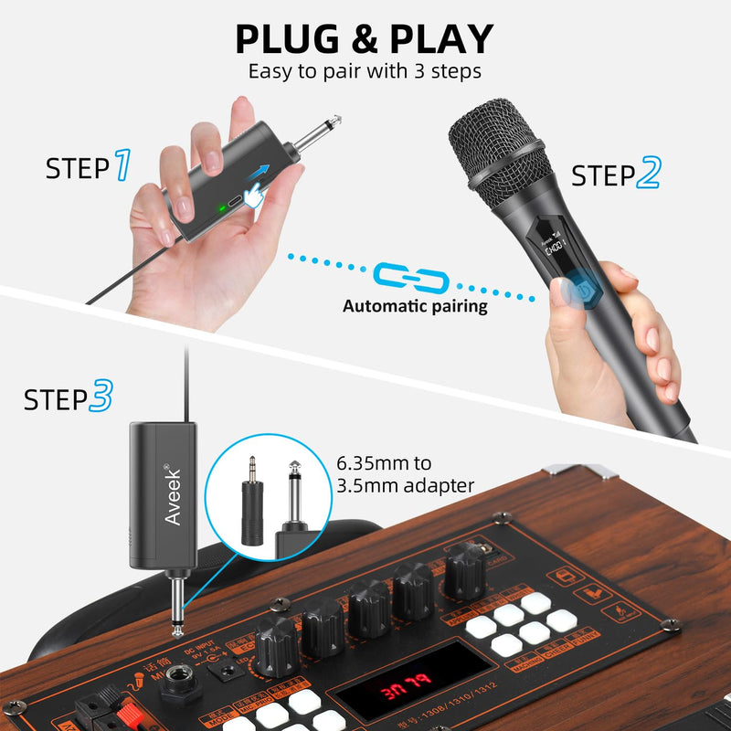 [AUSTRALIA] - Aveek Wireless Karaoke Microphone, Handheld Mic with Rechargeable Receiver, for Powered Speakers and Amplifiers, Karaoke Microphone Set for Singing,Karaoke,Wedding,DJ,Party (2 Packs) 2 Packs 