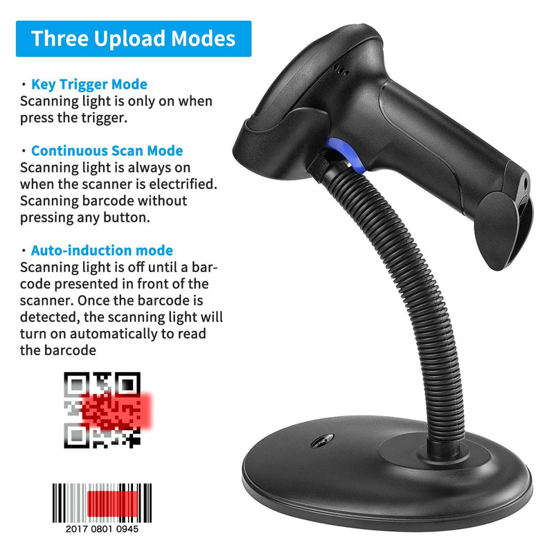 Wireless 1D 2D Barcode Scanner with Stand, NetumScan Portable Automatic QR Code Scanner Supports Screen Scan Handheld CMOS Image Bar Code Reader with USB Receiver for Warehouse POS and Computer 1D & 2D Barcode Scanner