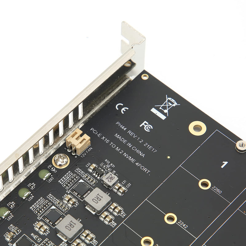 M.2 NVME SSD to PCIe 4.0 Adapter Card, 4 Port M.2 NVMe to PCIE x16 Expansion Card for M Key NVMe SSD, 4 x 32Gbps Full‑Speed(ph44) ph44