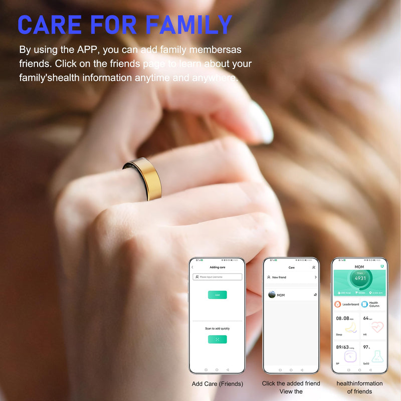 Smart Ring for Women & Men,Fitness Tracker with Heart Rate,Blood Oxygen,Blood Pressure,Sleep Monitoring, Step Counting,IP68 Waterproof,Rose Gold 10# for iPhone and Android,No Subscription Rose Gold 10#