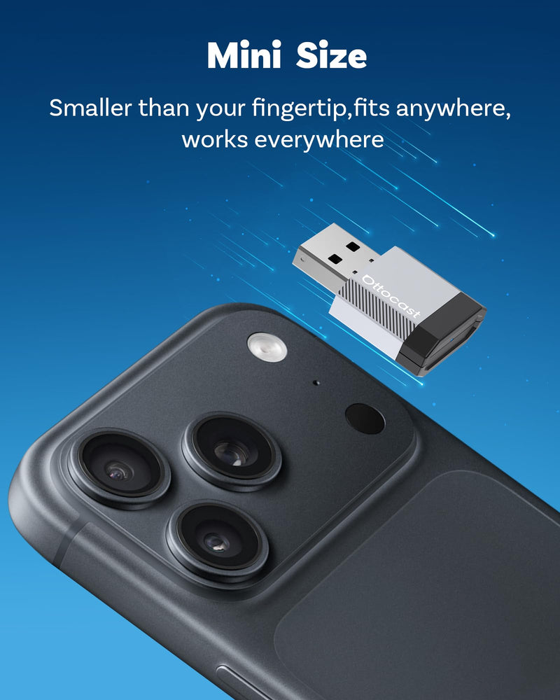 OTTOCAST Mini Nova 2-in-1 Wireless CarPlay & Android Auto AI Adapter | 2026 upgraded plug & play adapter, features built-in AI assistance including Claude, Gemini, and ChatGPT