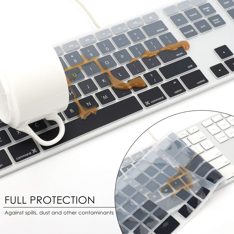 Allinside Ombre Grey Keyboard Cover for iMac Wired USB Keyboard A1243 MB110LL/B A1243: Rectangle Keys at First Line 03 Ombre Gray