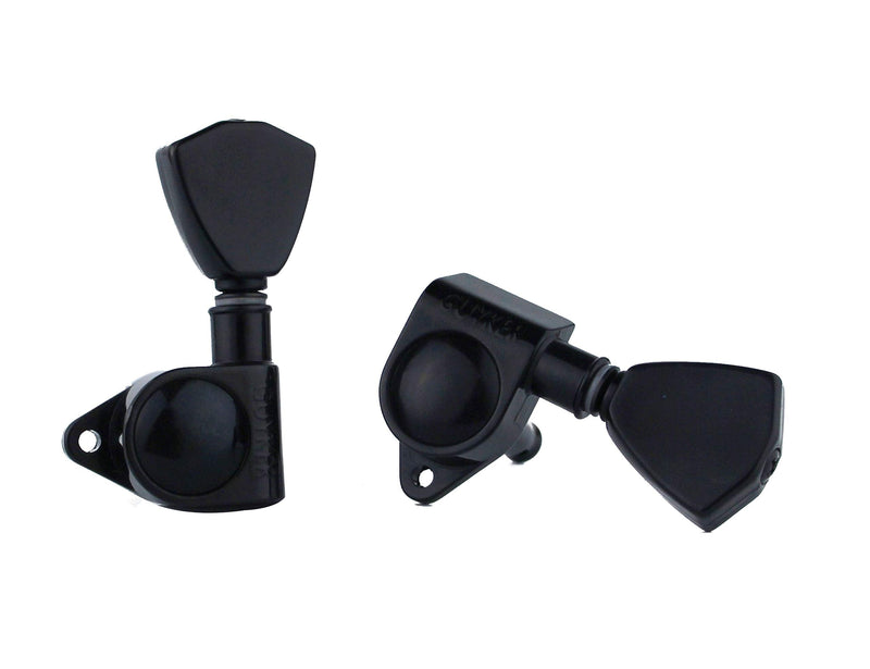 [AUSTRALIA] - Guyker Guitar Machine Heads (3L + 3R Handed) - 1:21 Sealed Tuners Tuning Key Pegs with Trapezium Handle Replacement for Electric, Folk or Acoustic Guitars - Black, GK-104B 