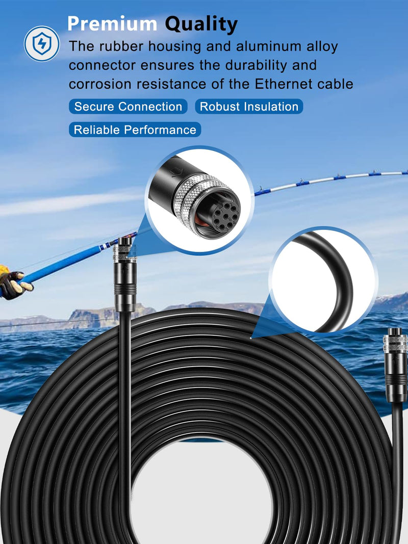 Replacement for Humminbird 720073-4 AS EC 30E Ethernet Cable,30 Feet Female to Female Ethernet Cord, Compatible with SOLIX, HELIX G2N, HELIX G1, ONIX, ION, 1100, 900, 800, 700 Series (30 Feet) AS EC 30E 30-Feet
