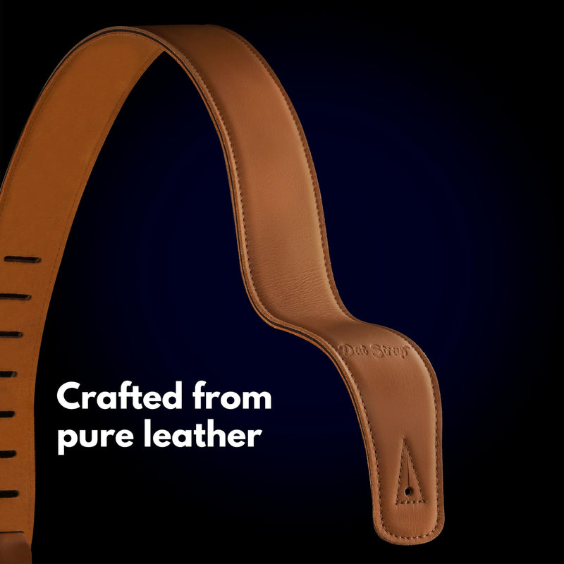 Leather Guitar Strap | for Electric, Acoustic, Electro-Acoustic, Bass, and Classical Guitar | Padded for Extra Comfort | Light Brown | Includes 2 FREE Pick Geek Steel Picks Standard