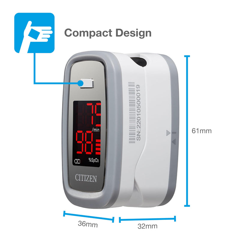 [AUSTRALIA] - Citizen Citizen Healthcare Systems Pulse Oximeter - Large, Easy-to-Read Display, Finger Clip, Pulse Rate and Blood Oxygen Saturation Indicator - Battery Operated 