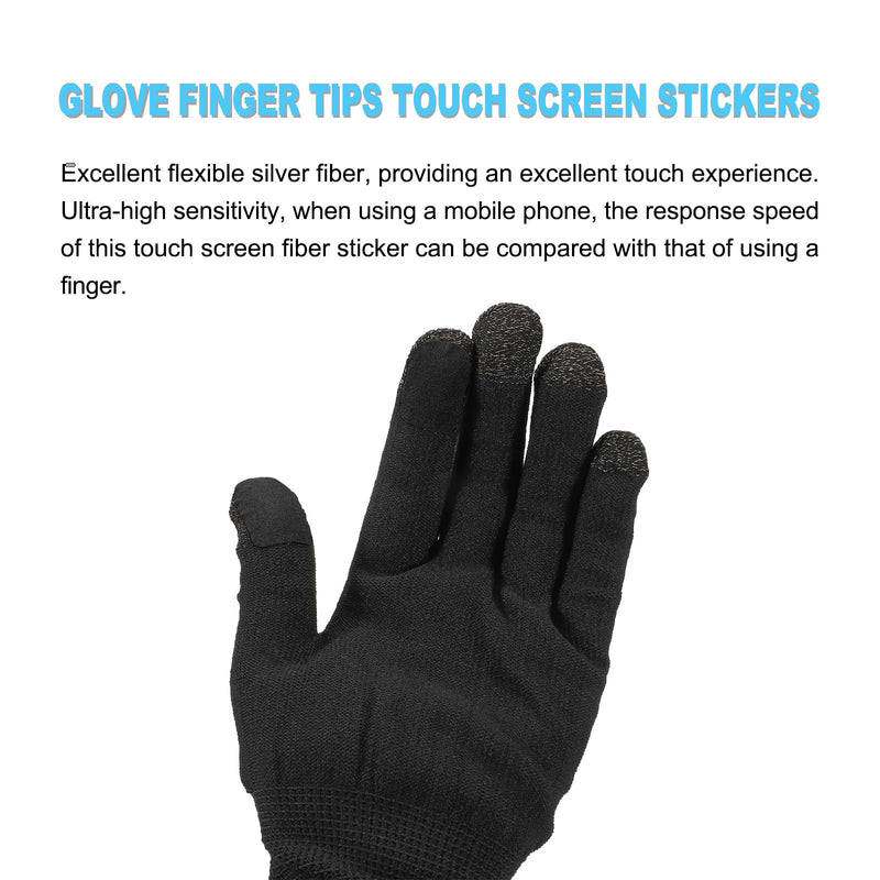 MECCANIXITY Gloves Touch Screen Sticker Ultra High Sensitivity Flexible Carbon Fiber Ultra Thin Stickers Black for Gloves, Pack of 40