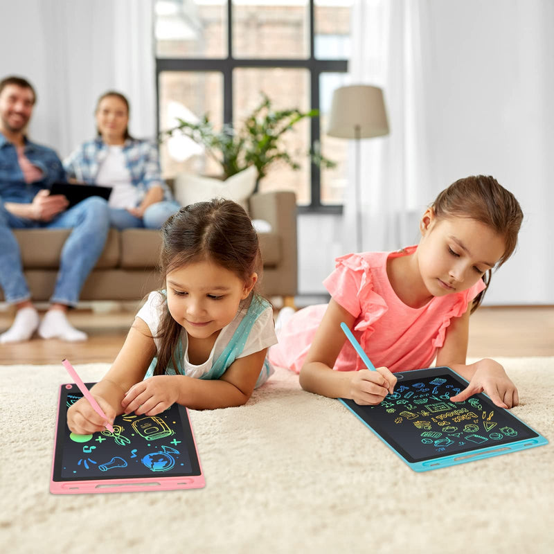 LCD Writing Tablet, 2 Packs Drawing Pads for Kids 3 4 5 6 Years Old 8.5 Inch Colorful Lines Doodle Scribble Boards Educational Toys for Boys Girls Pink+Blue