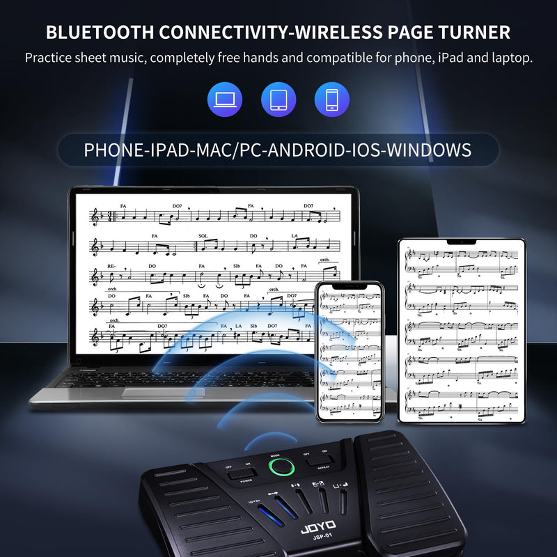 JOYO Wireless Page Turner Buletooth Music Page Turner Pedal for iPad Tablets Android IOS Phones Keyboard Foot Switches Turner (SP-01)