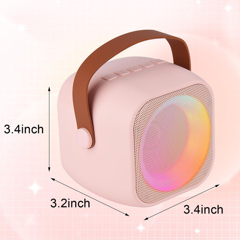 Karaoke Machine for Kids Adults, Mini Portable Bluetooth Karaoke Speaker with 2 Wireless Microphone and Lights,Toys for All Smartphones,Birthday, Family,Home Party Pinkcolor