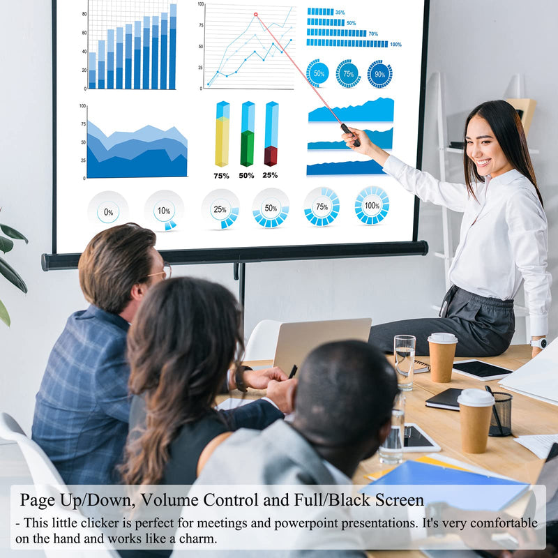 Wireless PowerPoint Remote Presentation Clicker: Battery Operated Presenter PPT Slide Advancer with Red Pointer | 100Ft Control Range | Plug & Play via USB | Ergonomic Design - Universal Compatibility USB-1 Pack