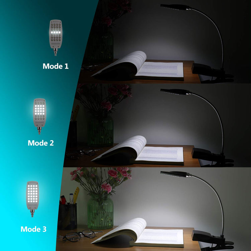 USB and Battery Powered Desk Keyboard Light - Daffodil ULT300 - Table/Headboard Clamp and Flexible Gooseneck with 28 LED Beads in 3 Brightness Levels for Easy Reading