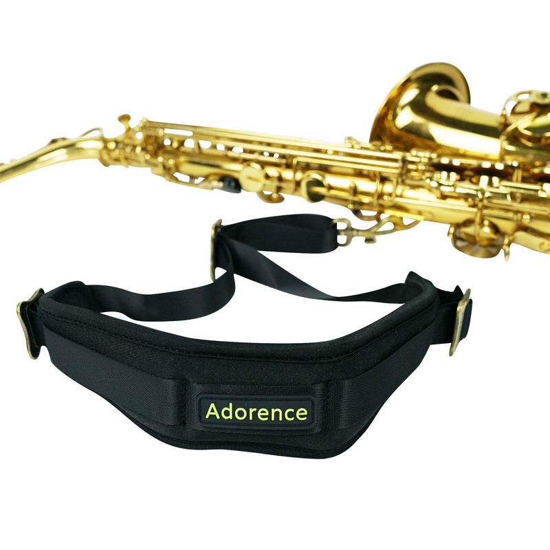 [AUSTRALIA] - adorence Saxophone Neck Strap with Cushioned Padding & Swivel Metal Hook - Comfortable Sax Strap for Tenor, Alto- Black, Metal Adjuster Black-adjuster 