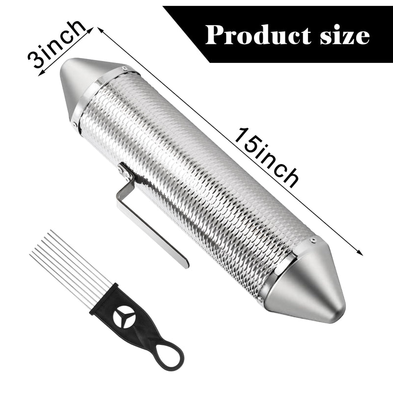 SOUJOY Guiro Instrument, Stainless Steel Guiro Shaker with 2 Scrapers, 15'' x 3'' Latin Percussion Instrument, Professional Band Accompaniment Sand Hammer for Musical Training