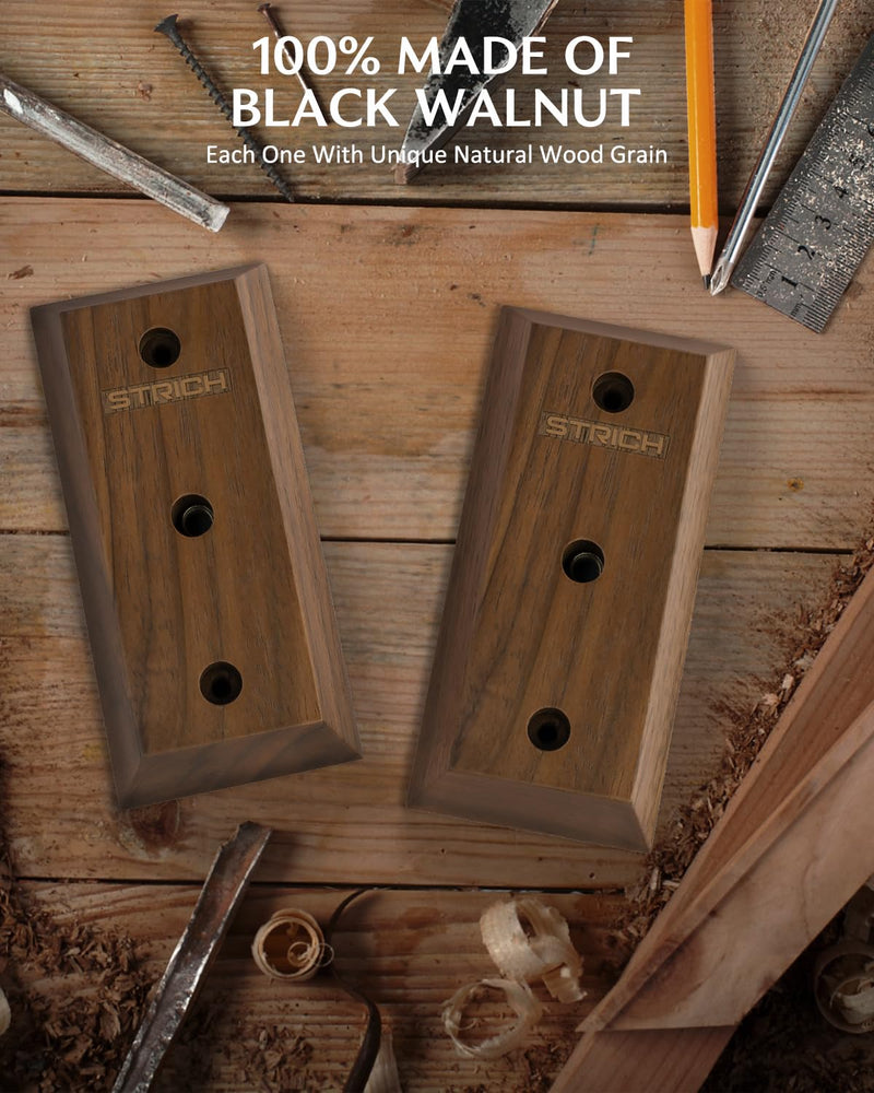 STRICH Guitar Wall Mount,Walnut Base Guitar Hanger,U-Shaped Hanger Mount with Screws, Guitar Holder Hook Stand Wall for Acoustic, Electric Guitar, Banjo, Bass(3-Pack)