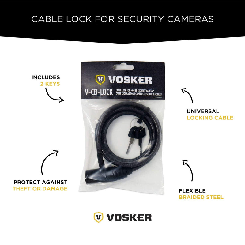 [AUSTRALIA] - Vosker 2 Keys Cable Lock for security cameras | 6 Feet Long Flexible Braided Steel | Universal locking cable and Flexible lock cable (Protection Box Support) 