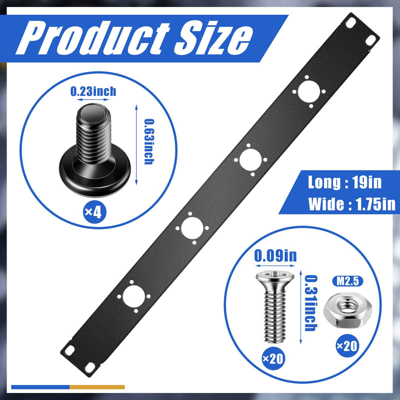 4-hole 1U Audio Rack Panel 4D Series XLR Patch Panel Punched Metal HDMI Mount Connectors Recording Studio Rack Accessories for 19 Inch Enclosure Server Computer Equipment Studio