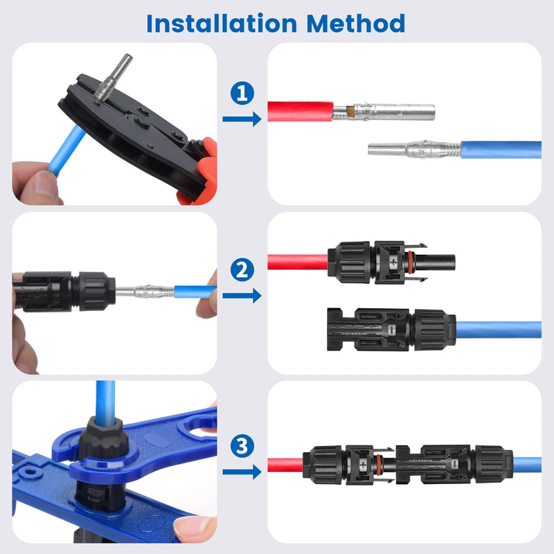 Elecoutek 24 Pairs Solar Plug Set, Solar Panel Plug for 2.5/4/6 mm² Solar Cable, Solar System, Solar Module, Photovoltaic Connector IP67 with Wrench