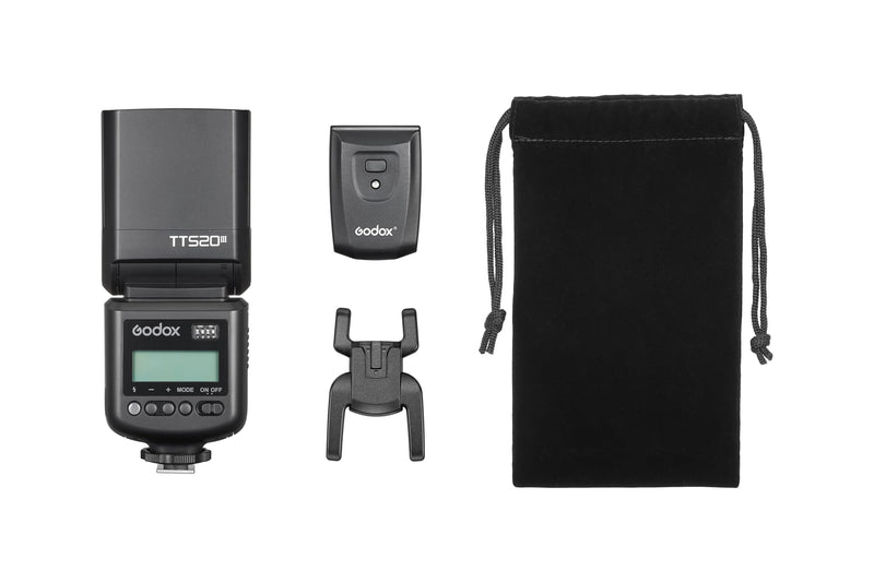 Godox TT520III Universal Bounce Flash Kit with Diffuser for Canon, Nikon, Sony, Fuji, Olympus Single-Contact Hot Shoe Cameras, 433MHz Wireless Speedlite, GN33, 400 Flashes, S1/S2 Optical Slave Modes Flash with trigger & diffuser kit
