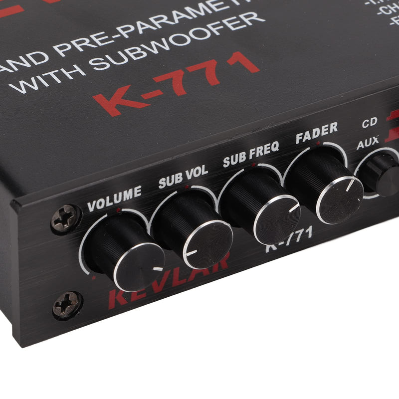 7 Band Car Audio Graphic Equalizer with Low Pass Filter, High Level Inputs, Front Rear Sub Outputs Universal Pre Amp EQ for Car Stereo Systems