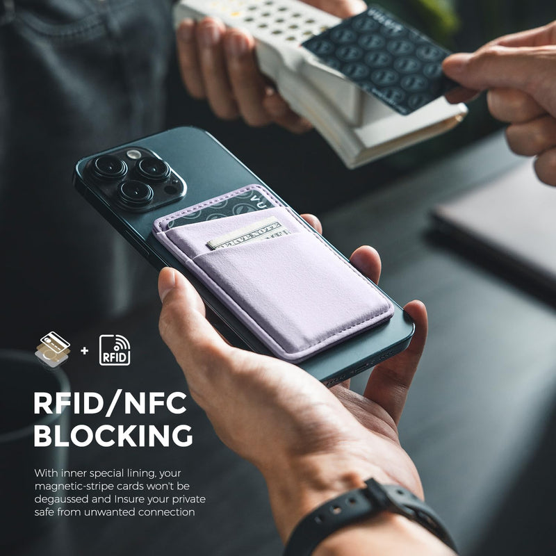 VULKIT Magnetic Phone Wallet for MagSafe- RFID Blocking - Card Holder Wallet for iPhone 15/14/13/12 Series & Phone Case with MagSafe Violet