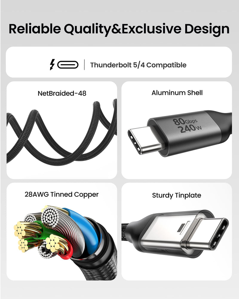 Silkland 80Gbps USB4 USB C Extension Cable 240W for Thunderbolt 5/4, 6.6FT | Male to Female Extender Cord, 8K@60Hz, 4K@540Hz, USB-C Hub, Dock, Monitor, iPhone 17/16, iPad, MacBook, External SSD, 6.6FT 6.6 Feet